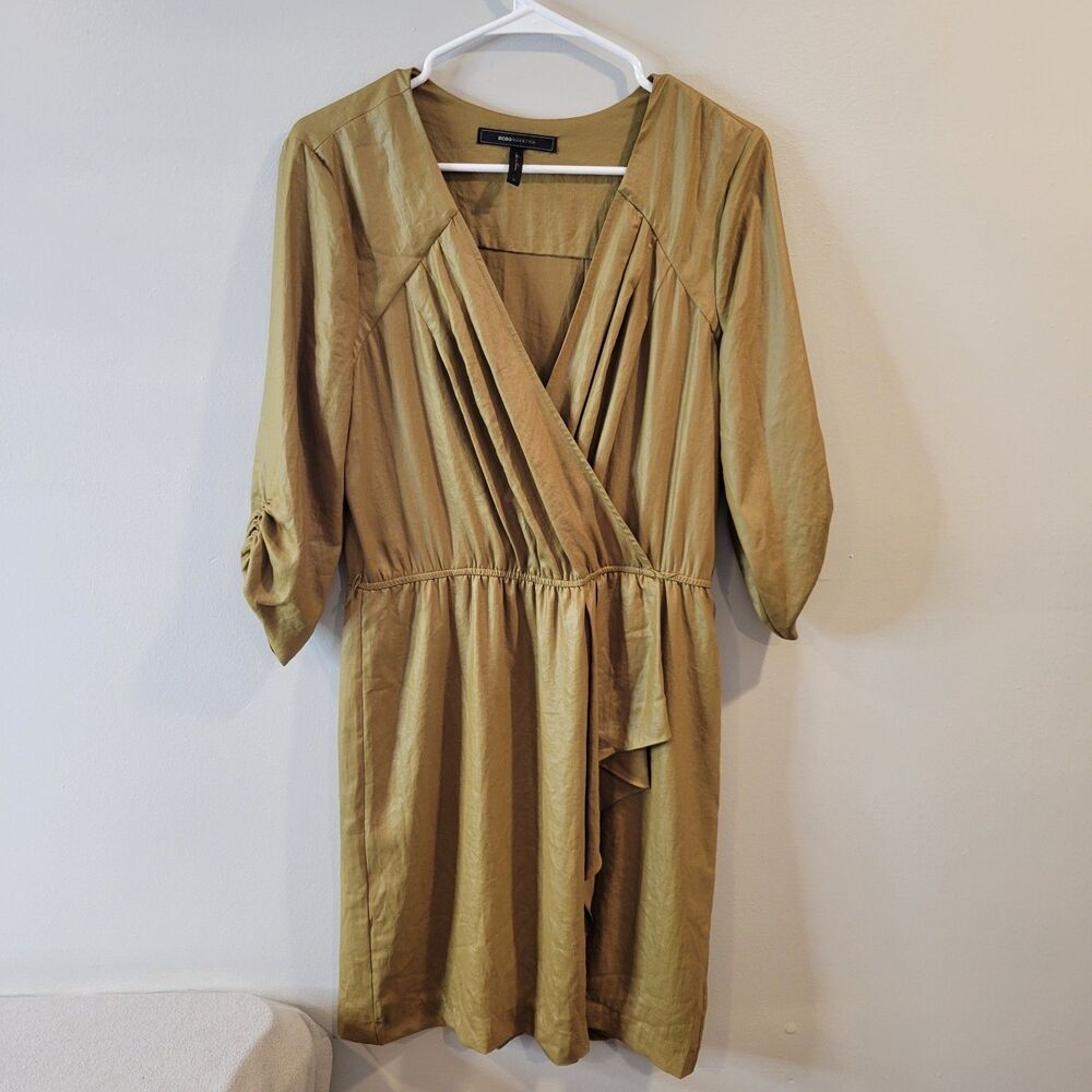 BCBGMAXAZRIA DARK CHARTREUSE "TABEA" COCKTAIL DRESS SIZE M No Belt